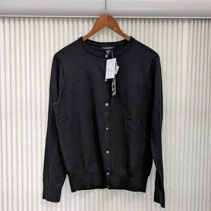 Lands End Womens Lightweight Sweater Cardigan Crew w/Buttons Medium Petite  NWT